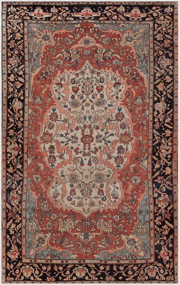 Magnificent fine weave antique ivory persian sarouk farahan rug by rugs on net