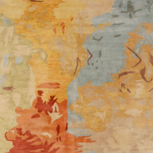 Abstract multicolored rug with textures