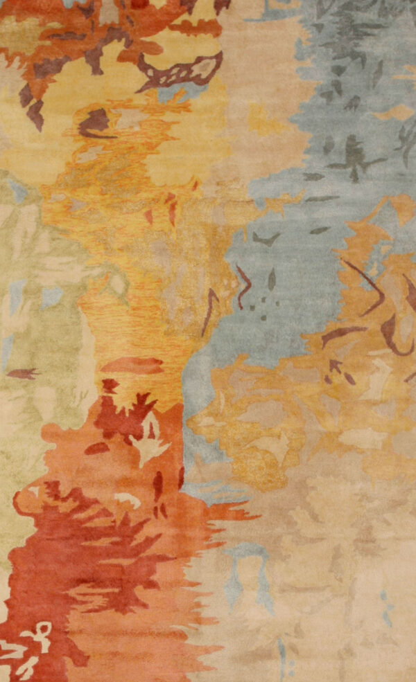 Abstract multicolored rug with textures