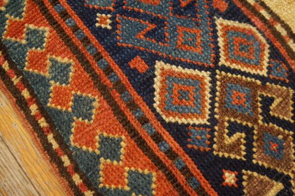 Antique primitive tribal geometric design caucasian hallway runner rug - image 3