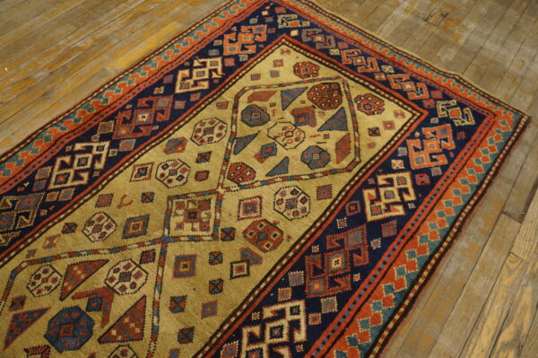 Antique primitive tribal geometric design caucasian hallway runner rug - image 4