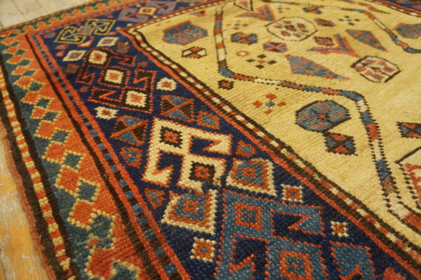 Antique primitive tribal geometric design caucasian hallway runner rug - image 5