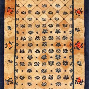 Beige rug with floral geometric patterns
