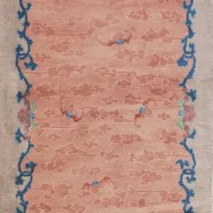 Small Antique Coral Color Chinese Bat Cloud Band Dragon Design Peking Rug by Rugs On Net