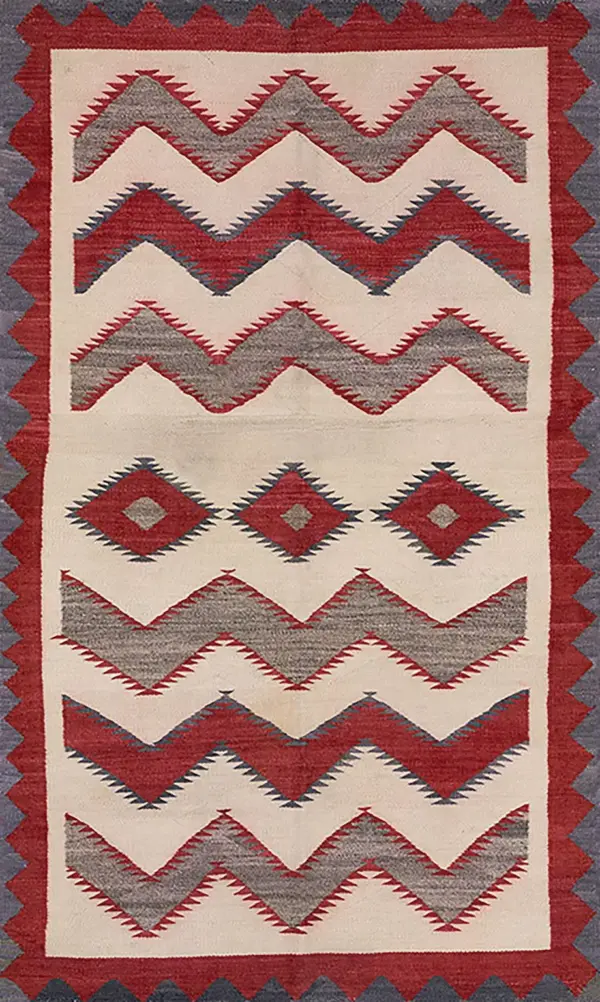 Small antique ivory native american tribal geometric navajo flatweave rug by rugs on net