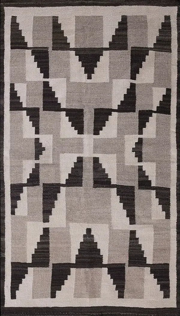 Small scatter size antique gray color tribal geometric native american flatweave navajo rug by rugs on net