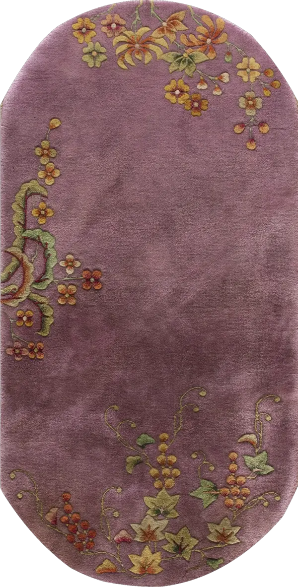 Oval shape purple color open field antique small scatter size chinese rug by rugs on net