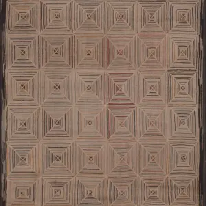 Small Size Square Shape Antique American Log Cabin Fold Art Hooked Area Rug by Rugs On Net