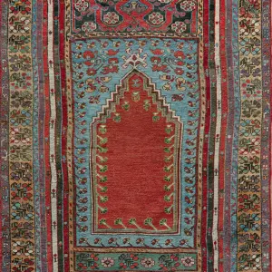 Small Tribal Antique Mid 19th Century Turkish Kirshehir Muslim Prayer Rug by Rugs On Net