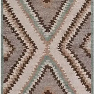 Small Tribal Geometric Antique Navajo Flatweave Native American Rug by Rugs On Net