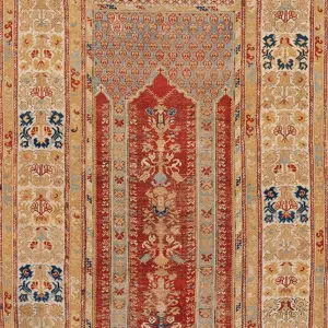 Small Tribal Geometric Antique Turkish Muslim Prayer Design Kula Rug by Rugs On Net