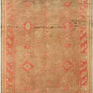 Tribal Geometric Antique Large Room Size Warm Gray Turkish Oushak Area Rug by rugs On Net