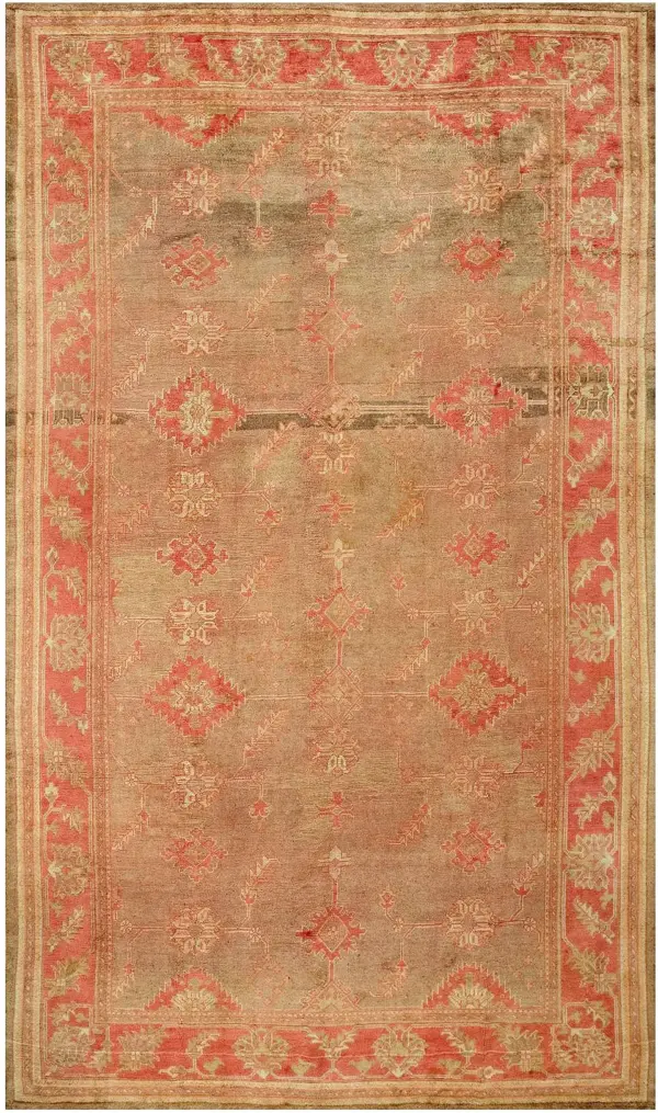 Tribal geometric antique large room size warm gray turkish oushak area rug by rugs on net