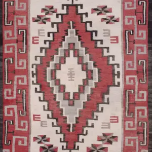 Tribal Geometric Antique Small Size Classic Native American Flatweave Navajo Rug by Rugs On Net