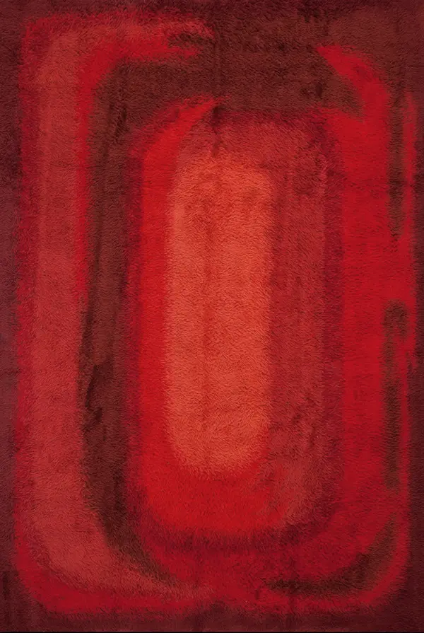 Vintage mid century modern swedish scandinavian red room size shag rya rug by rugs on net