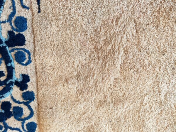 Wool chinese - peking ivory rectangle knotted antique 1890s room size rug - image 4