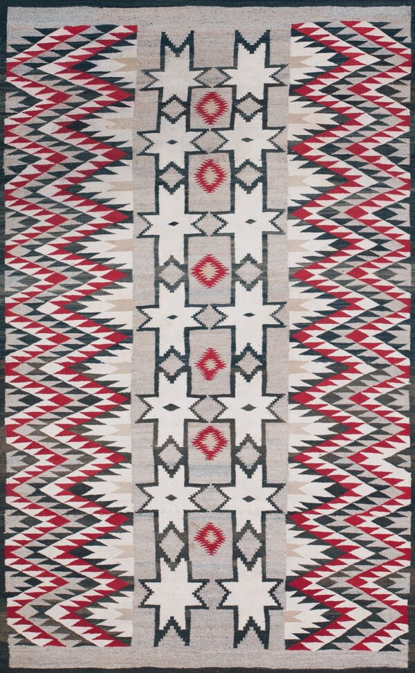 Wool small scatter size rectangle american navajo gray flat weave antique 1920s rug