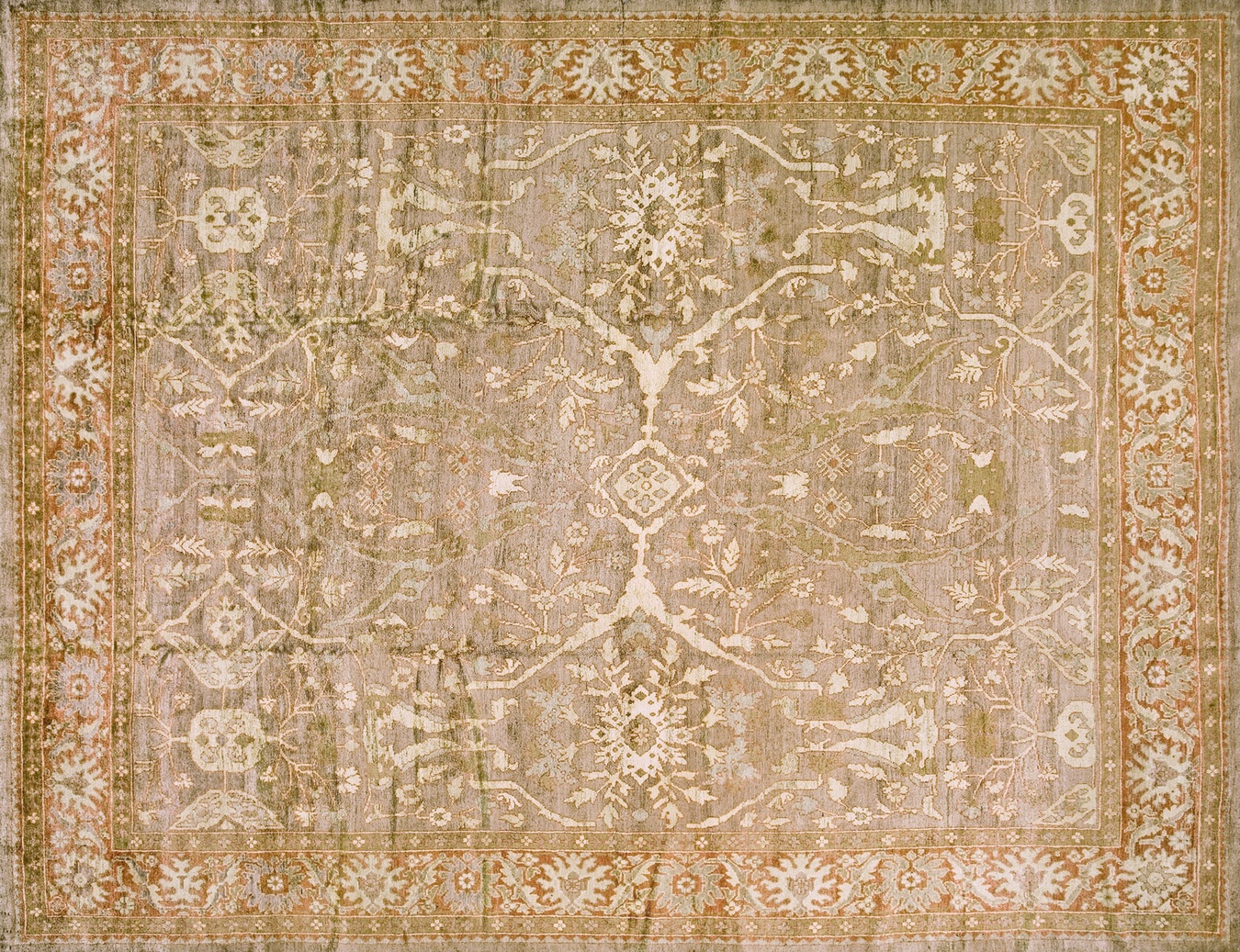 Full photograph showcasing the detailed pattern and rich aged colors of the antique 502 rug - by rugs on net