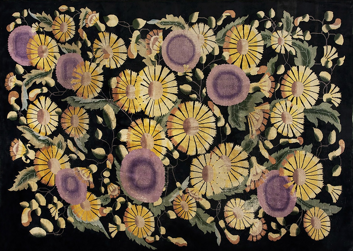 Vintage chinese art deco rug with geometric allover pattern and muted tones - by rugs on net