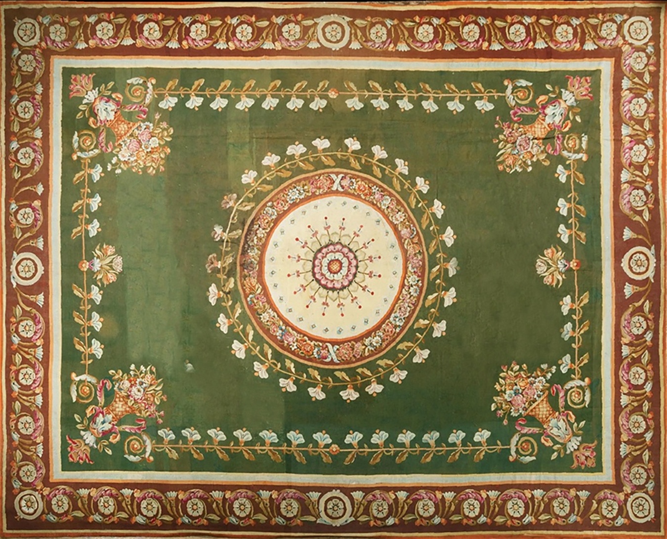 Elegant antique french aubusson rug featuring a refined floral design in soft pastel tones - rugs of france by rugs on net