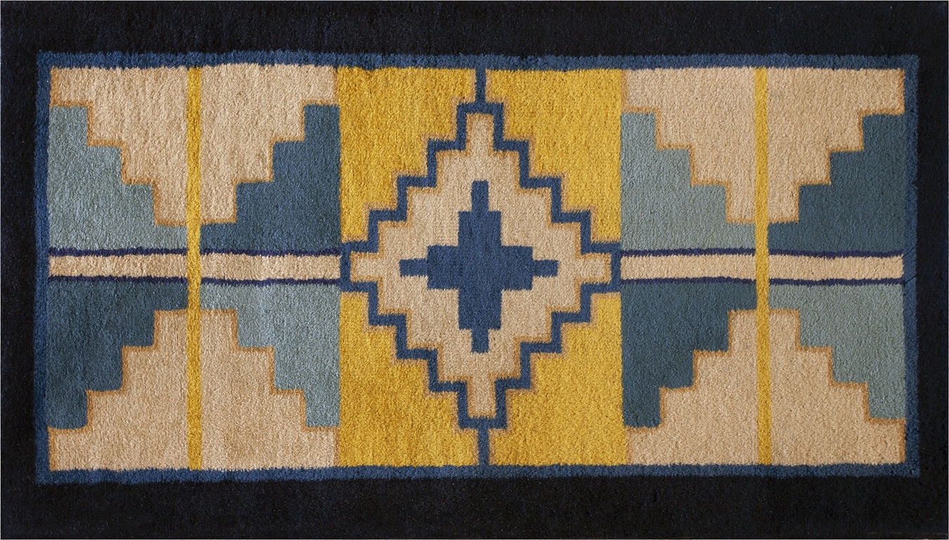 Hand-knotted antique chinese art deco rug featuring a complex allover geometric pattern - by rugs on net