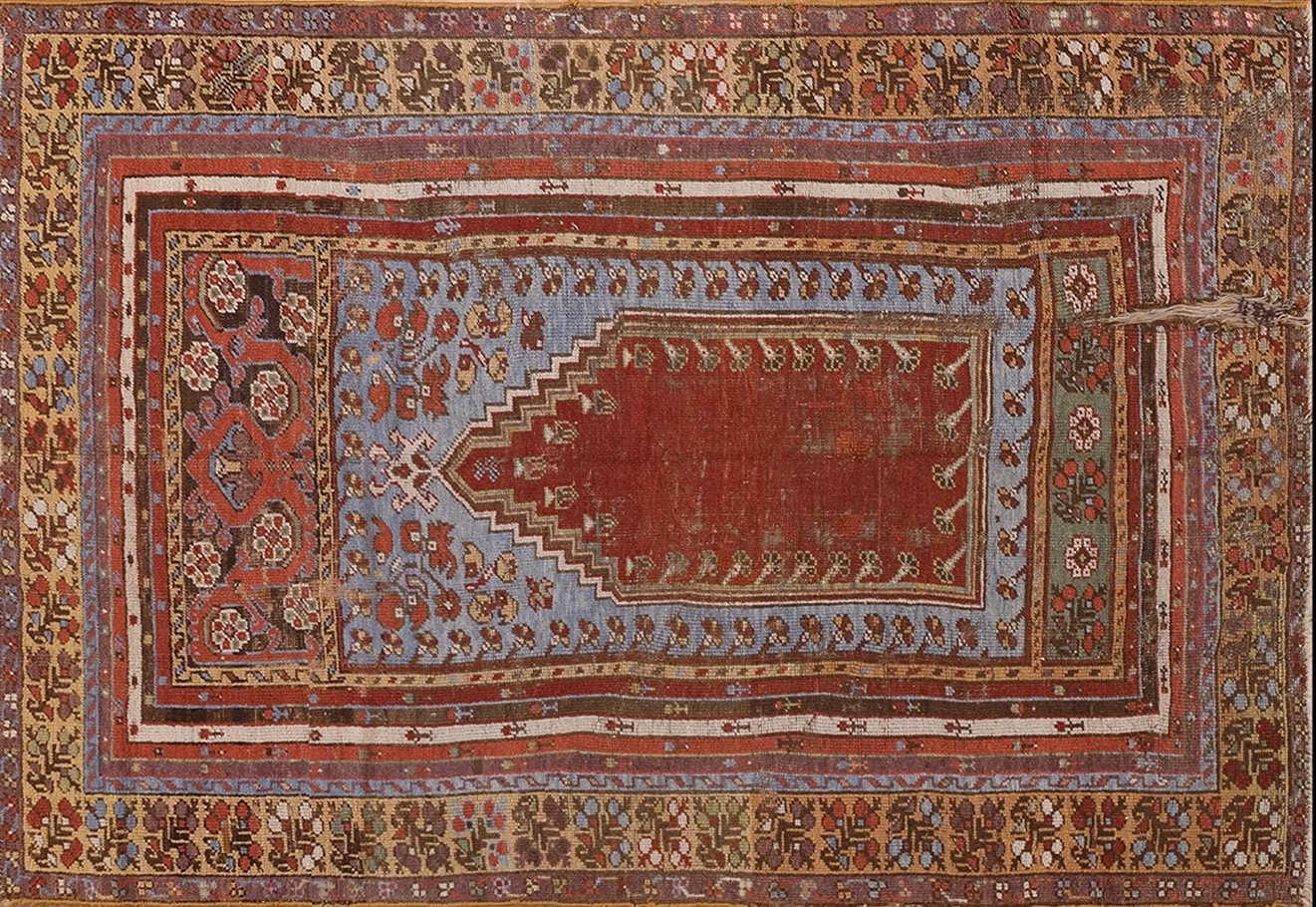 Antique turkish kirshehir wool rug displaying traditional geometric motifs and a vibrant color palette - by rugs on net