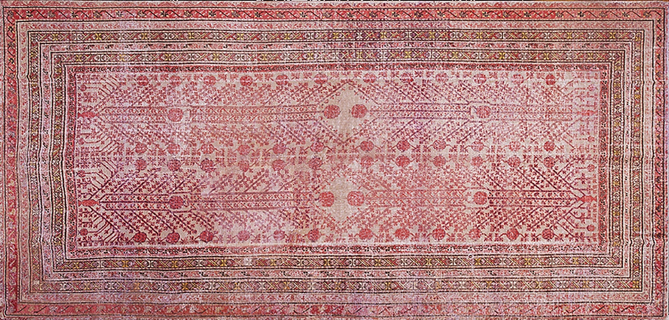Large antique hand-knotted pile rug featuring an expansive allover floral pattern - pomegranate design by rugs on net