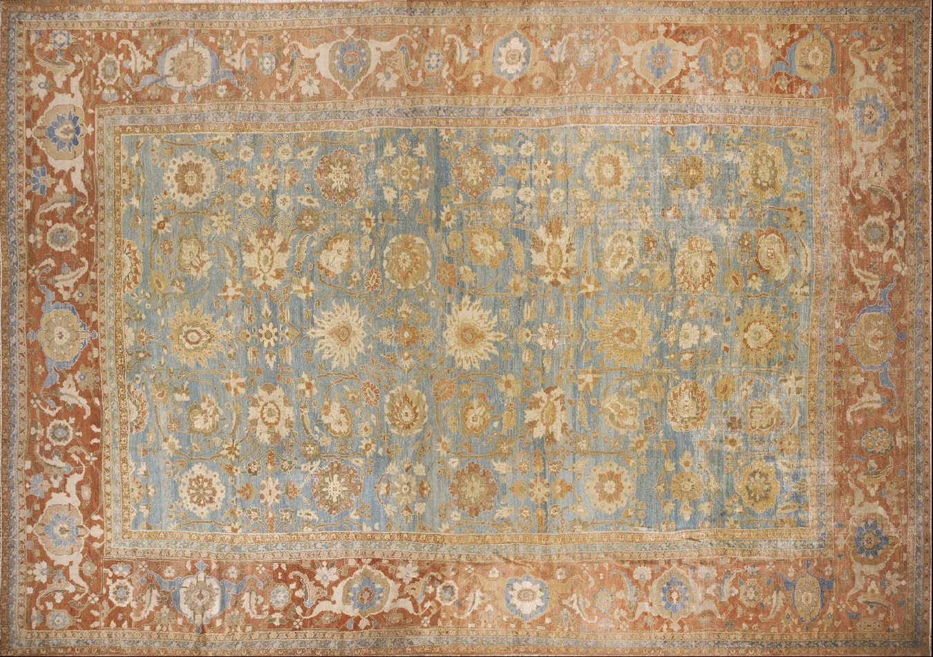 Antique oversized sultanabad persian geometric hand-knotted rug in rich colors - by rugs on net