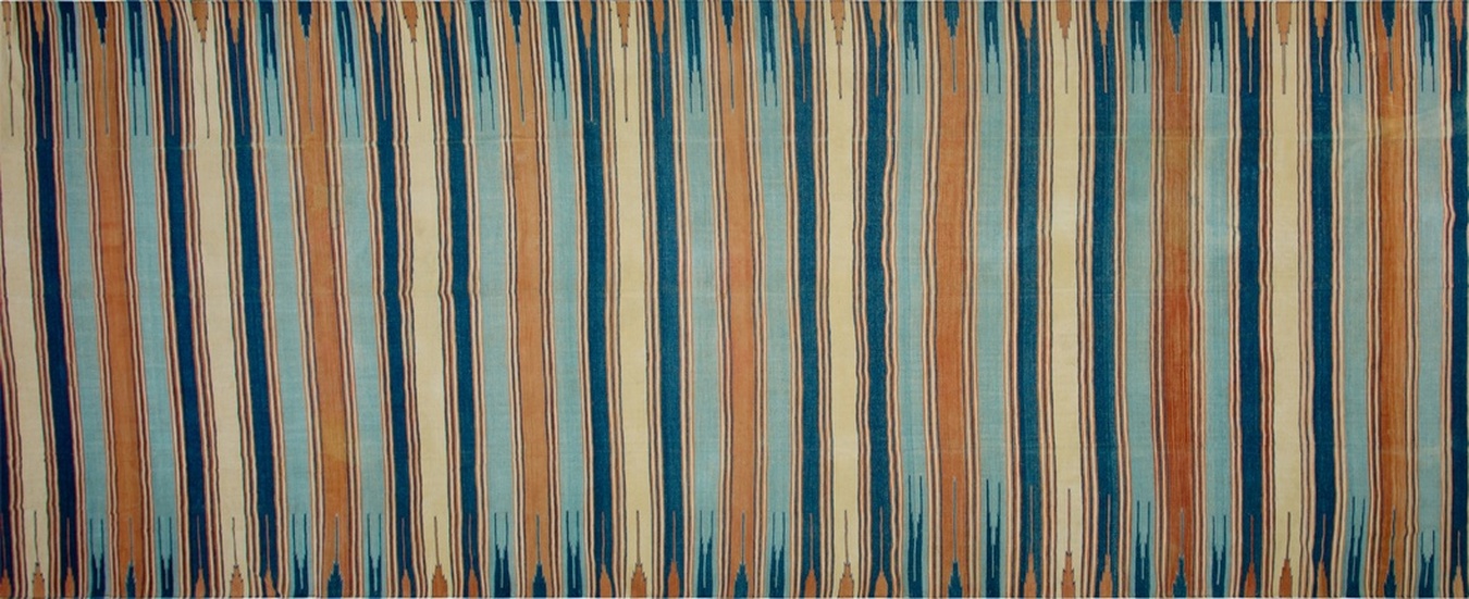 Antique cotton dhurrie flatweave rug displaying a geometric pattern - by rugs on net