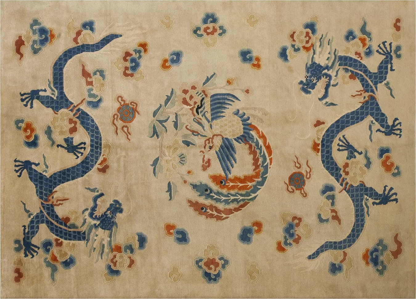 Rugs of nepal - full view of a vintage nepalese hand-knotted wool rug featuring an allover geometric design - by rugs on net