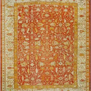 Antique Allover Tribal Design 19th Century Rustic Turkish Angora Oushak Carpet by Rugs On Net