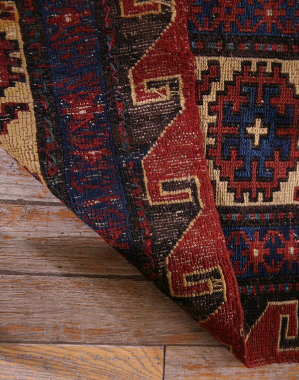 Tribal geometric late 19th century antique caucasian flatweave dragon soumak rug - image 2