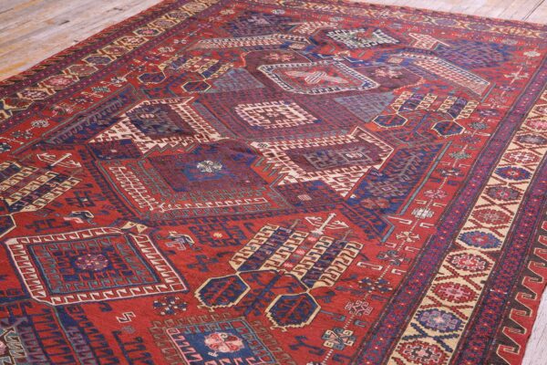 Tribal geometric late 19th century antique caucasian flatweave dragon soumak rug - image 4
