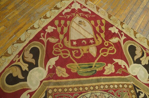 Remarkable geometric design antique square oversized french flat woven needlepoint rug - image 2