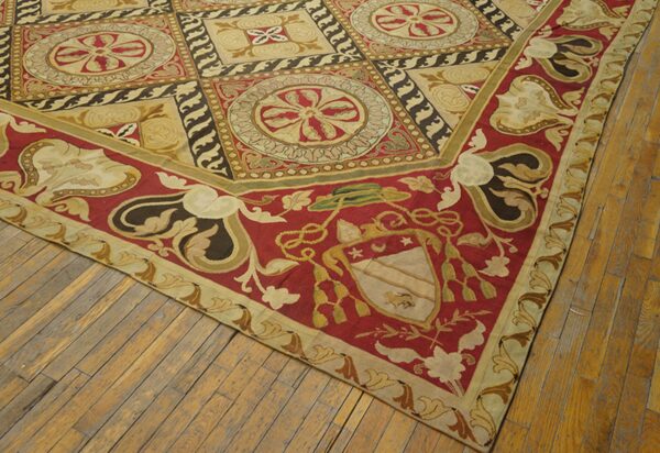 Remarkable geometric design antique square oversized french flat woven needlepoint rug - image 4