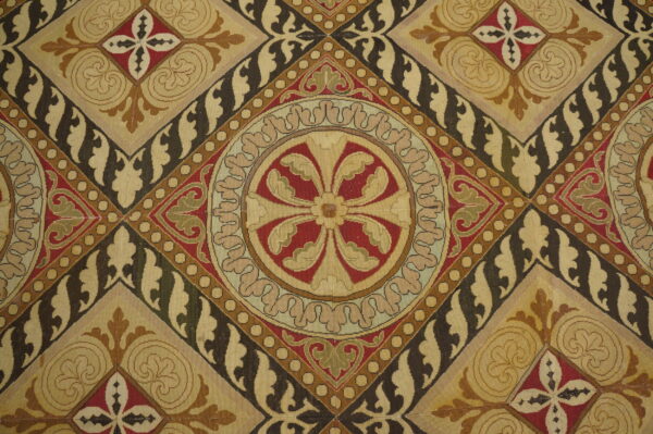 Remarkable geometric design antique square oversized french flat woven needlepoint rug - image 6