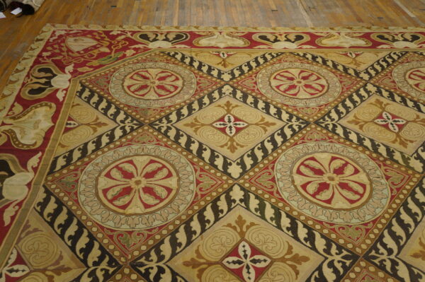 Remarkable geometric design antique square oversized french flat woven needlepoint rug - image 5