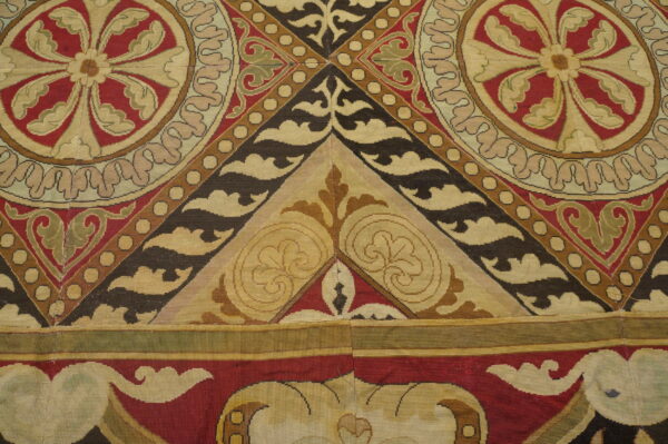Remarkable geometric design antique square oversized french flat woven needlepoint rug - image 7