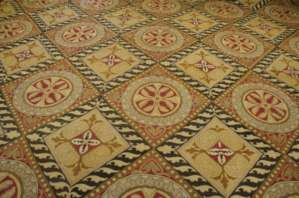 Remarkable geometric design antique square oversized french flat woven needlepoint rug - image 8