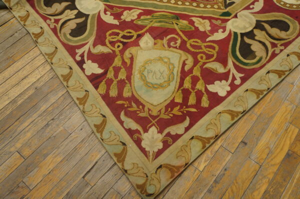 Remarkable geometric design antique square oversized french flat woven needlepoint rug - image 9