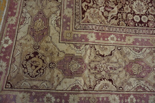 Large classic burgundy background antique mid 19th century indian agra carpet - image 11