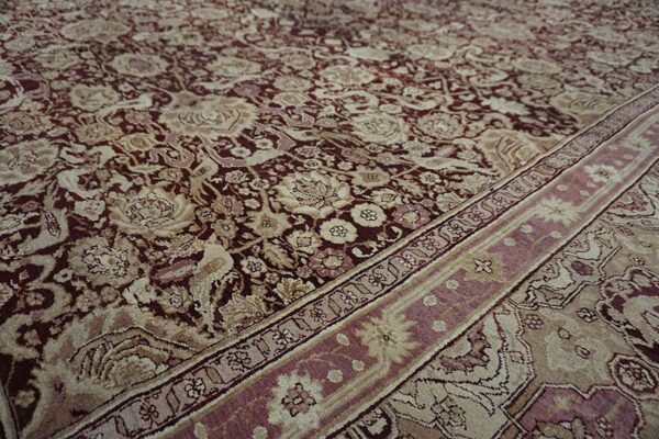 Large classic burgundy background antique mid 19th century indian agra carpet - image 3