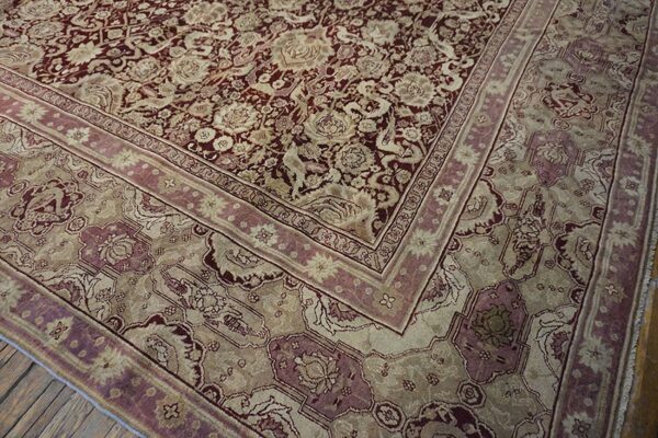 Large classic burgundy background antique mid 19th century indian agra carpet - image 4