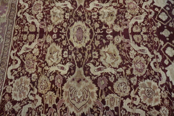 Large classic burgundy background antique mid 19th century indian agra carpet - image 5