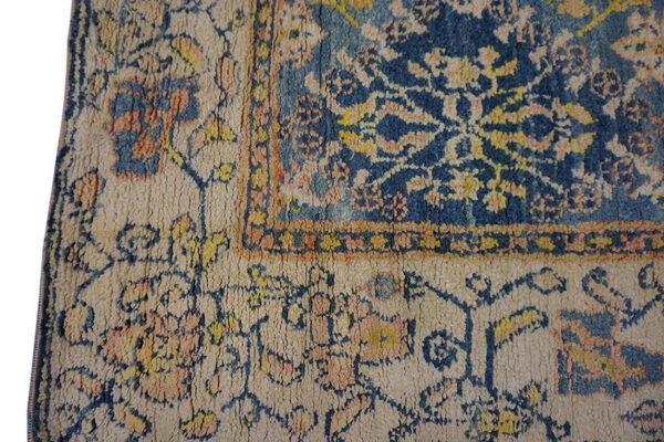 Small tribal geometric antique indian blue and white cotton agra carpet - image 3