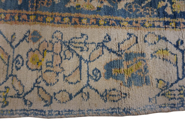 Small tribal geometric antique indian blue and white cotton agra carpet - image 5