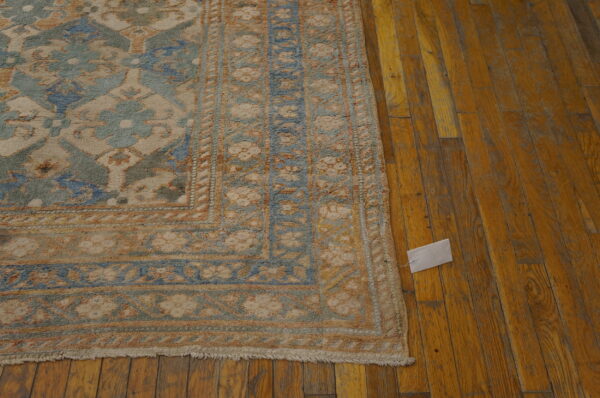 Rare square shape gray color antique cotton pile 19th century indian agra geometric rug - image 5