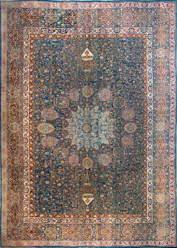 Beautiful ardabil design antique late 19th century indian agra gonbad rug