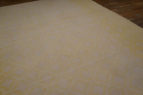 Light yellow gold color antique indian flatweave geometric oversized cotton dhurrie rug - image 2