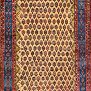 Rare Happy Yellow With Sky Blue Color Antique Tribal Oversized Persian Bakhtiari Rug by Rugs On Net